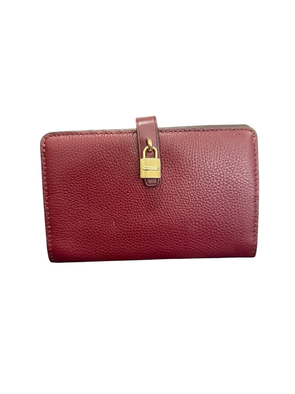 Michael Kors Pebbled Leather Wallet in Burgundy with Gold Lock